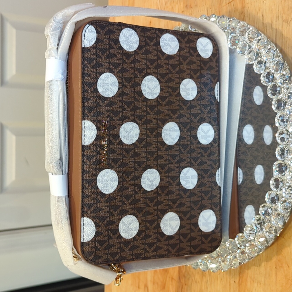 Michael Kors Jet Set Large Polka Dot Signature Logo Crossbody Bag NWT - Picture 5 of 7